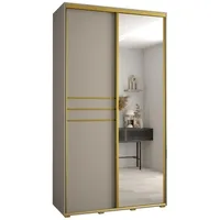 Skriňa s posuvnými dverami so zrkadlom Dakota 11 130 cm 45 cm hĺbky Sivá Žltá