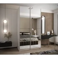 Skriňa s posuvnými dverami Lux 2 130 Svetlohnedé drevo Biela Sivá