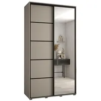 Skriňa s posuvnými dverami so zrkadlom Dakota 5 130 cm 60 cm hĺbky Sivá Čierna