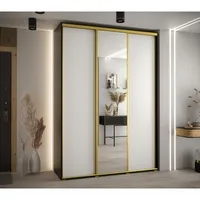 Skriňa s posuvnými dverami so zrkadlom 180 45 Cannes 3 Biela Čierna