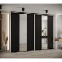 Skriňa s posuvnými dverami so zrkadlom vysoká Davos 3 300 hĺbka 60 cm Biela Čierna