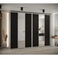 Skriňa s posuvnými dverami so zrkadlom vysoká Davos 3 300 hĺbka 60 cm Biela Čierna
