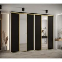 Skriňa s posuvnými dverami so zrkadlom vysoká Davos 3 300 hĺbka 60 cm Biela Čierna