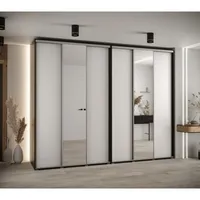 Skriňa s posuvnými dverami so zrkadlom vysoká Davos 3 300 hĺbka 60 cm Biela Čierna