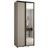 Skriňa s posuvnými dverami so zrkadlom Dakota 3 120 cm 60 cm hĺbky Sivá Čierna