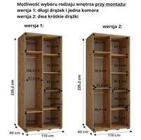 Skriňa s posuvnými dverami Dakota 4 110 cm 60 cm hĺbky Sivá