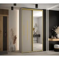 Skriňa s posuvnými dverami so zrkadlom Dakota 13 140 cm 45 cm hĺbky Sivá Žltá