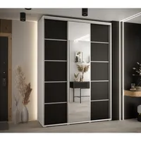 Skriňa s posuvnými dverami so zrkadlom Cannes 5 170 cm 45 cm hĺbky Biela Čierna