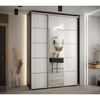 Skriňa s posuvnými dverami so zrkadlom Cannes 5 170 cm 45 cm hĺbky Biela Čierna