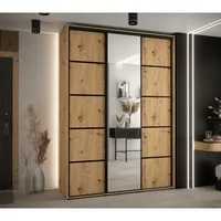 Skriňa s posuvnými dverami so zrkadlom Cannes 5 170 cm 45 cm hĺbky Svetlohnedé drevo