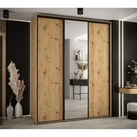 Skriňa s posuvnými dverami so zrkadlom vysoká Davos 3 190 hĺbka 60 cm Svetlohnedé drevo