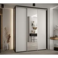 Skriňa s posuvnými dverami so zrkadlom vysoká Davos 3 200 hĺbka 60 cm Biela Čierna