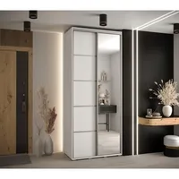 Skriňa s posuvnými dverami so zrkadlom Cannes 5 110 cm 45 cm hĺbky Biela