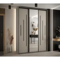 Skriňa s posuvnými dverami so zrkadlom Dakota 13 170 cm 45 cm hĺbky Sivá Čierna