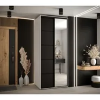 Skriňa s posuvnými dverami so zrkadlom Davos 5 120 cm 60 cm hĺbky Biela Čierna