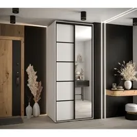 Skriňa s posuvnými dverami so zrkadlom Davos 5 120 cm 60 cm hĺbky Biela Čierna