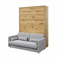 Sklápacia posteľ s pohovkou 140 zvislá Bed Concept vo farbe Dub Artisan