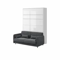 Sklápacia posteľ s pohovkou 140 zvislá Bed Concept vo farbe Biely vysoký lesk