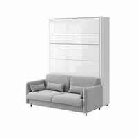Sklápacia posteľ s pohovkou 140 zvislá Bed Concept vo farbe Biely vysoký lesk