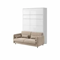 Sklápacia posteľ s pohovkou 140 zvislá Bed Concept vo farbe Biely vysoký lesk