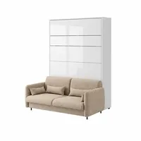 Sklápacia posteľ s pohovkou 140 zvislá Bed Concept vo farbe Biely vysoký lesk
