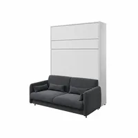 Sklápacia posteľ s pohovkou 160 zvislá Bed Concept vo farbe alpská biela