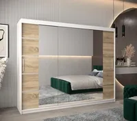Skriňa s posuvnými dverami Verona 4 250 Svetlohnedé drevo Biela