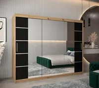 Skriňa s posuvnými dverami Verona 4 250 Svetlohnedé drevo Čierna