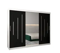 Skriňa s posuvnými dverami so zrkadlom a šatníkovými tyčami York 1 250 Biela Čierna