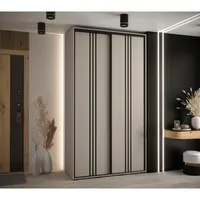 Skriňa s posuvnými dverami Dakota 6 130 cm 45 cm hĺbky Sivá Čierna