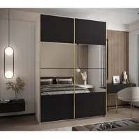 Skriňa s posuvnými dverami so zrkadlom Lux 4 180 Biela Čierna