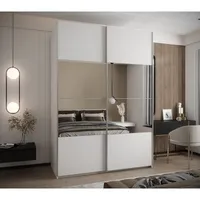 Skriňa s posuvnými dverami so zrkadlom Lux 4 180 Biela