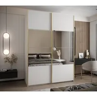 Skriňa s posuvnými dverami so zrkadlom Lux 4 180 Biela