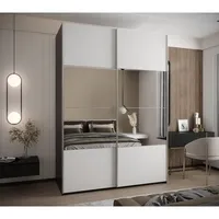 Skriňa s posuvnými dverami so zrkadlom Lux 4 180 Biela Čierna