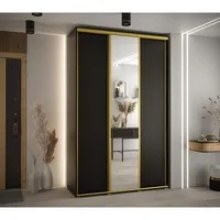 Skriňa s posuvnými dverami so zrkadlom vysoká Davos 3 150 hĺbka 45 cm Čierna