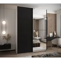 Skriňa s posuvnými dverami so zrkadlom Lux 3 190 Biela Čierna