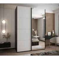 Skriňa s posuvnými dverami so zrkadlom Lux 3 190 Biela Čierna