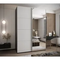 Skriňa s posuvnými dverami so zrkadlom Lux 3 190 Biela Čierna