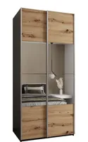 Skriňa s posuvnými dverami so zrkadlom Lux 4 110 Svetlohnedé drevo Čierna