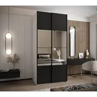 Skriňa s posuvnými dverami so zrkadlom Lux 4 110 Biela Čierna