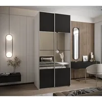 Skriňa s posuvnými dverami so zrkadlom Lux 4 110 Biela Čierna