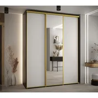 Skriňa s posuvnými dverami so zrkadlom vysoká Davos 3 190 hĺbka 45 cm Biela Čierna