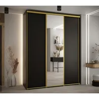 Skriňa s posuvnými dverami so zrkadlom vysoká Davos 3 190 hĺbka 45 cm Čierna