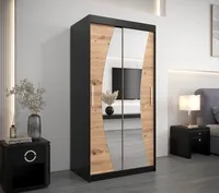 Skriňa s posuvnými dverami Wave 100 Svetlohnedé drevo Čierna