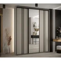 Skriňa s posuvnými dverami so zrkadlom Dakota 7 190 cm 45 cm hĺbky Sivá Čierna