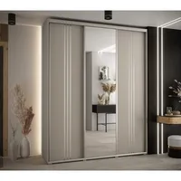 Skriňa s posuvnými dverami so zrkadlom Dakota 7 190 cm 45 cm hĺbky Sivá