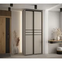 Skriňa s posuvnými dverami Dakota 10 100 cm 60 cm hĺbky Sivá Čierna