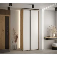 Skriňa s posuvnými dverami Davos 1 120 cm 45 cm hĺbky Svetlohnedé drevo Biela