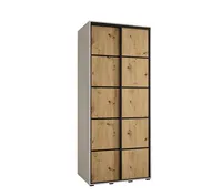 Skriňa Cannes 4 120 hĺbka 60 cm Svetlohnedé drevo Biela Čierna