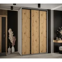 Skriňa s posuvnými dverami Davos 1 150 cm 60 cm hĺbky Svetlohnedé drevo Biela Čierna